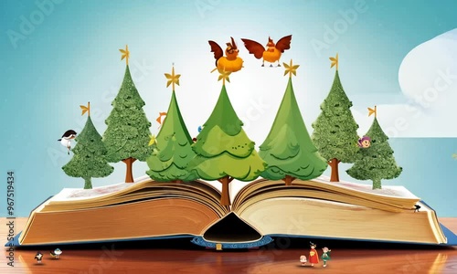 Wallpaper Mural An imaginative animation of a whimsical storybook coming to life, with characters and scenes jumping off the pages Torontodigital.ca