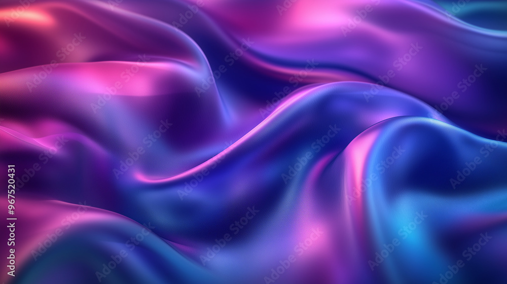 Fototapeta premium Luxurious Satin Waves in Iridescent Purple and Pink Hues