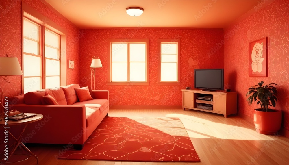 Photo interior modern design room 3d illustration; Photo interior modern design room 3d illustration;