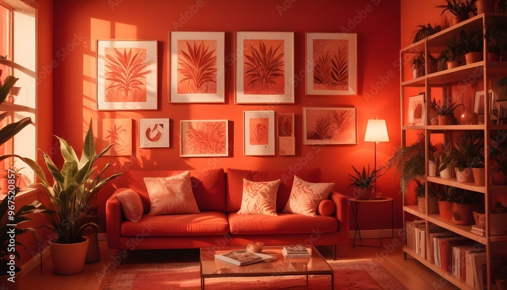 Photo interior modern design room 3d illustration; Photo interior modern design room 3d illustration;