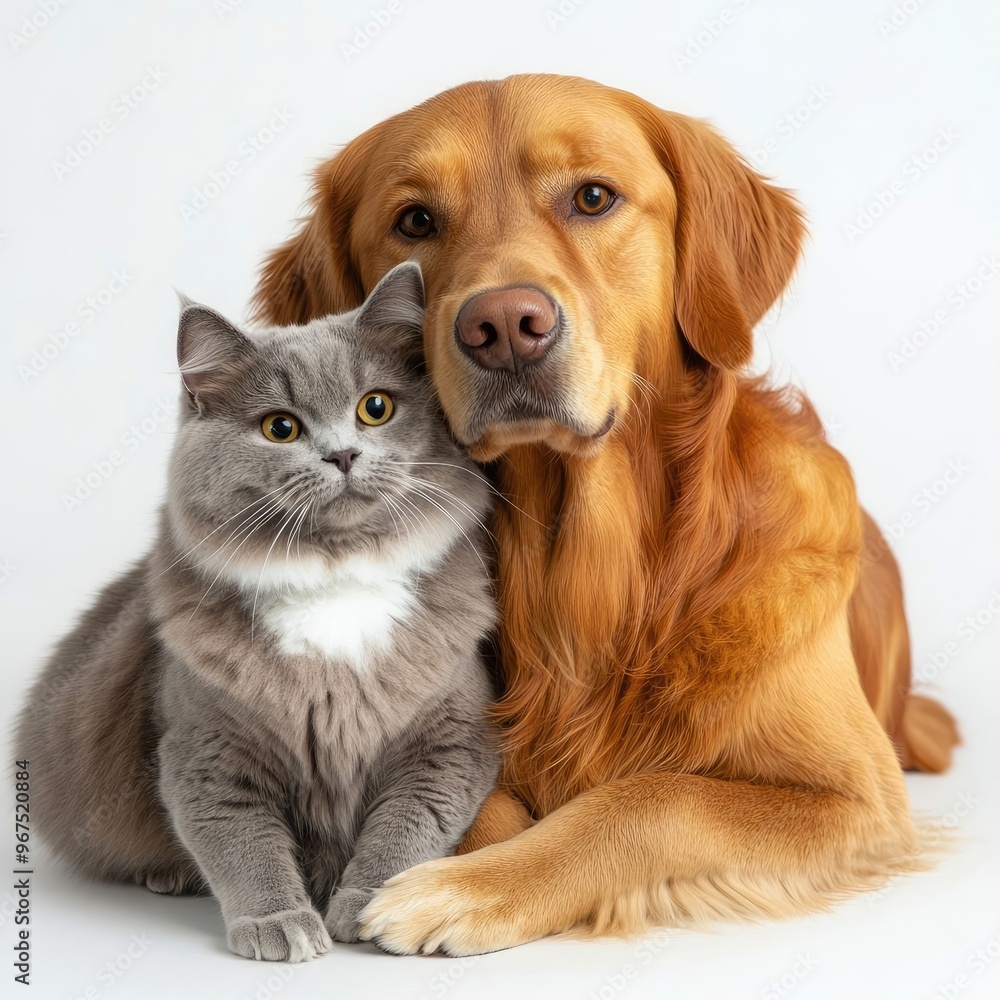 Golden Retriever and Cat: A Portrait of Friendship Golden Retriever and Cat: A Portrait of Friendship
