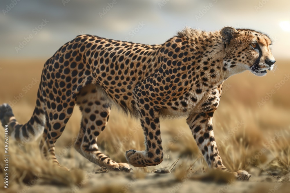 A sleek cheetah in mid-sprint across the savannah, its powerful muscles and intense gaze highlighting its incredible speed and agility. A sleek cheetah in mid-sprint across the savannah, its powerful muscles and intense gaze highlighting its incredible speed and agility.