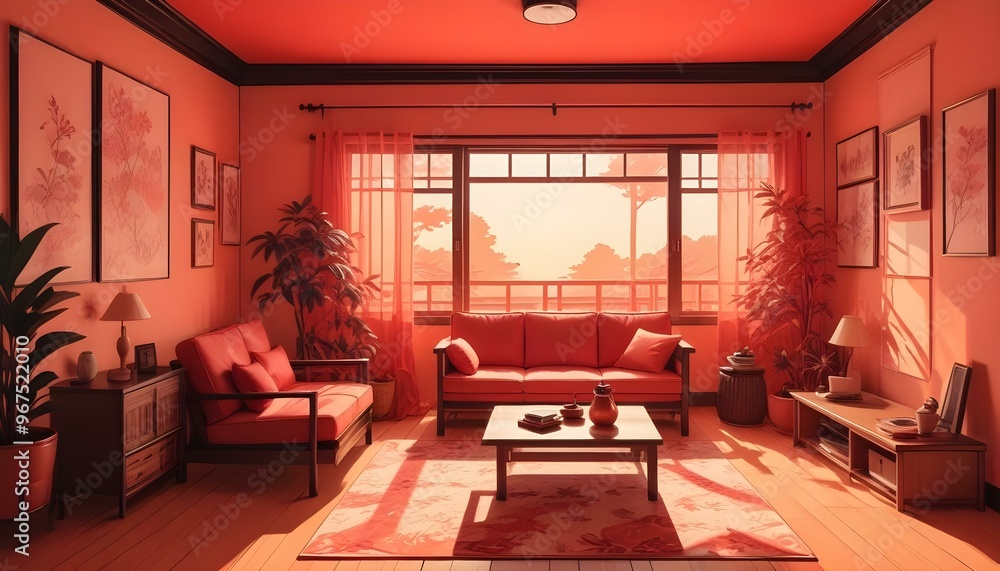 Photo interior modern design room 3d illustration; Photo interior modern design room 3d illustration;