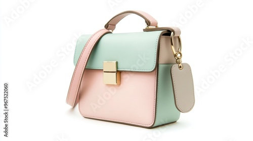 Pastel Color Leather Handbag with a Golden Clasp