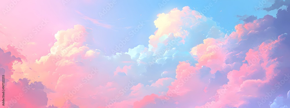 A sky with pastel clouds, lo-fi anime style, pastel colors A sky with pastel clouds, lo-fi anime style, pastel colors