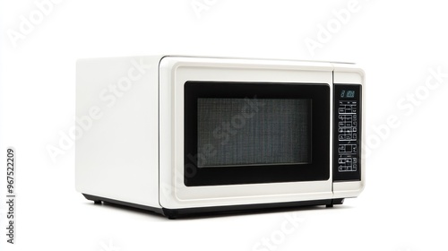 White Microwave Oven with Black Control Panel