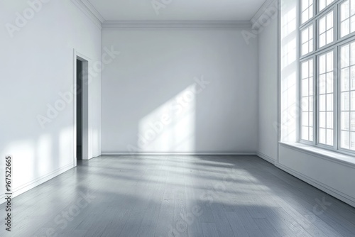 Minimalist Empty Room with Sunlight and Window