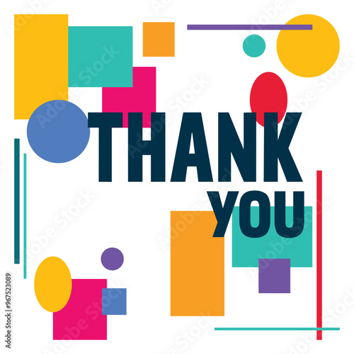 Thank you message. Typography with shape pattern fill. Vector illustration.