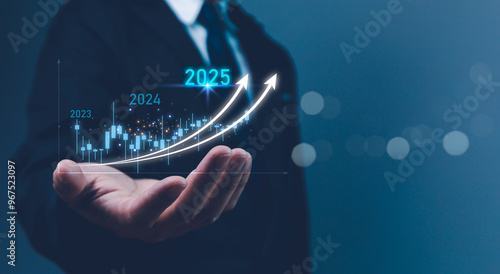 Foto 2024 to 2025 business growth strategic investment capital, goal of success, stock market