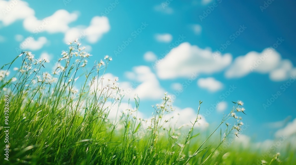 A sunny day in a meadow with white flowers A sunny day in a meadow with white flowers