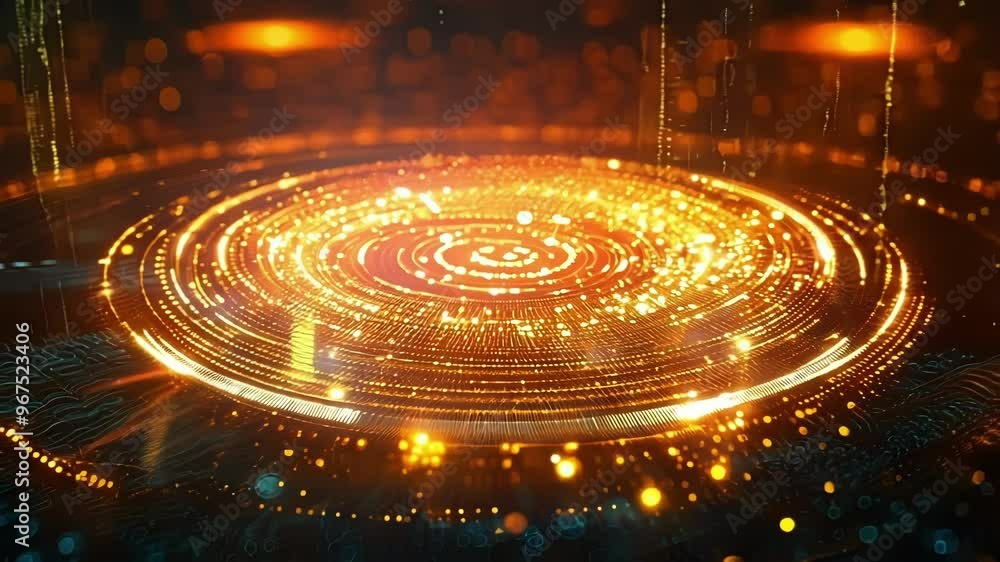 Futuristic cityscape is glowing orange with data transferring across a complex network, symbolizing the power of modern finance and technology Futuristic cityscape is glowing orange with data transferring across a complex network, symbolizing the power of modern finance and technology