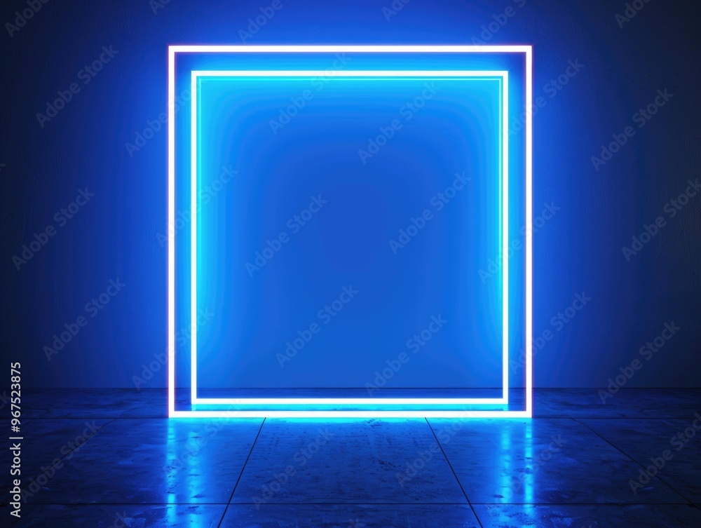 Glowing blue neon cube with vibrant edge lights, suggesting futuristic or tech-themed aesthetic. Glowing blue neon cube with vibrant edge lights, suggesting futuristic or tech-themed aesthetic.