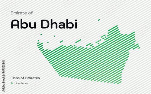 Abstract Map of Emirate of Abu Dhabi in a line stipes Pattern. Maps of Emirates UAE