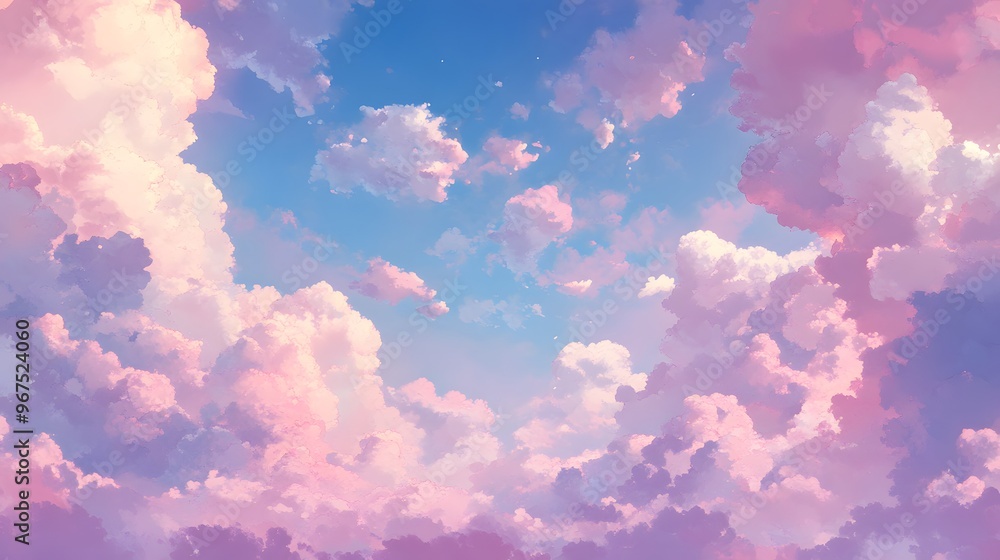 A sky with pastel clouds, lo-fi anime style, pastel colors A sky with pastel clouds, lo-fi anime style, pastel colors
