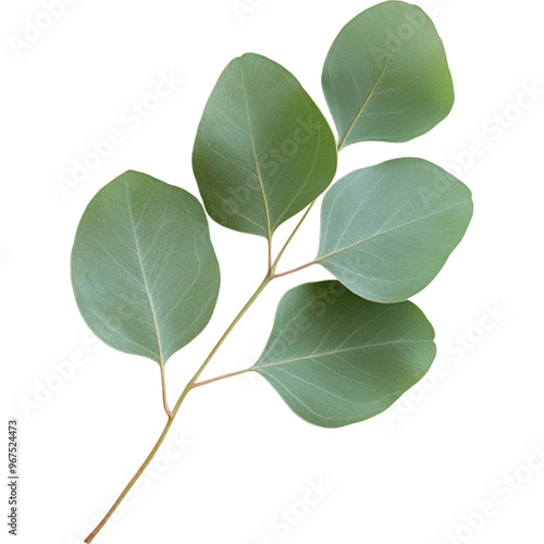 Vibrant Eucalyptus Leaf with Rich Green Tones Isolated