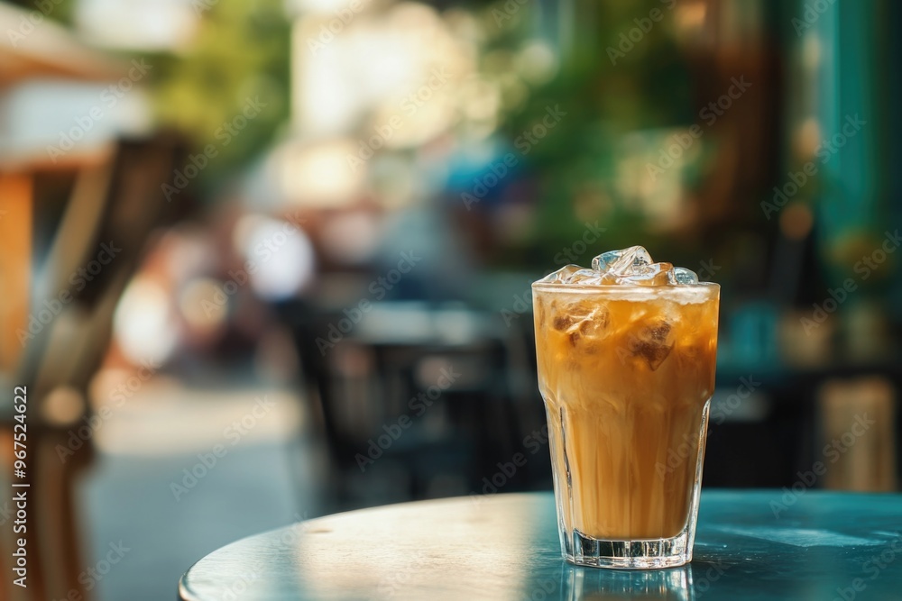 Cold beverage on the table at a cafe, ready to be enjoyed. Cold beverage on the table at a cafe, ready to be enjoyed.