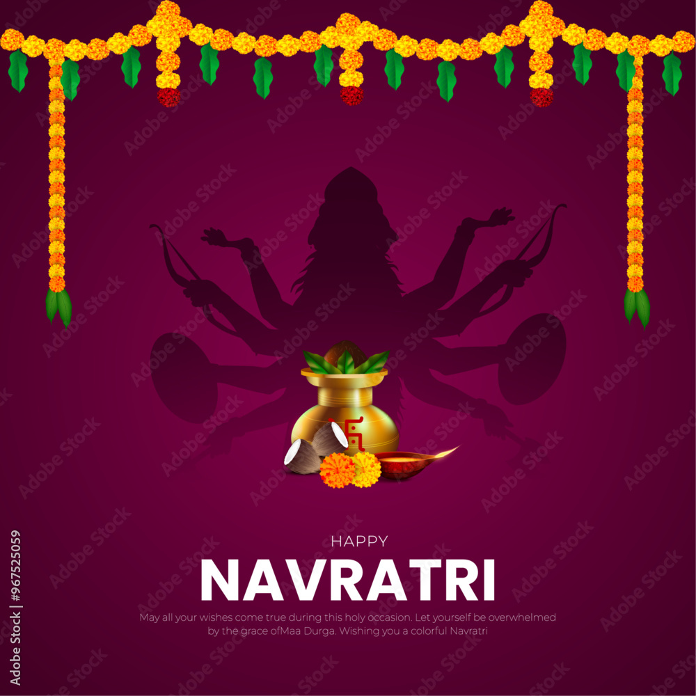 Happy Navratri Indian festival celebrartion decorative background vector. Happy Navratri creative Illustration Festival Background Social Media Post Template Vector