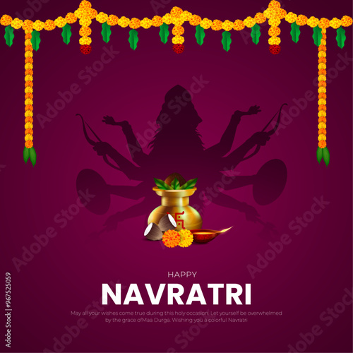 Happy Navratri Indian festival celebrartion decorative background vector. Happy Navratri creative Illustration Festival Background Social Media Post Template Vector