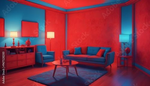 Photo interior modern design room 3d illustration;