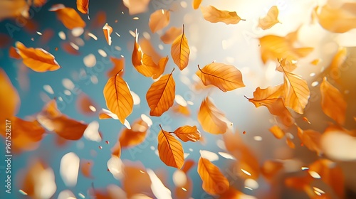 Wallpaper Mural Falling Autumn Leaves in Enchanting Holographic Virtual Reality Backdrop Torontodigital.ca