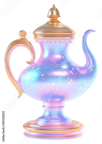 PNG Teapot iridescent decorative porcelain.