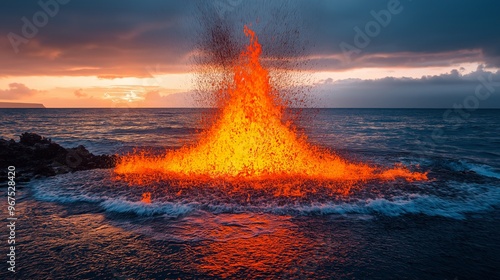 Volcanic eruption with lava...