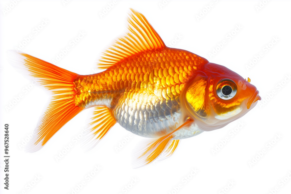 Glossy golden fish scale isolated on white background, Gold fish in aquarium. Glossy golden fish scale isolated on white background, Gold fish in aquarium.