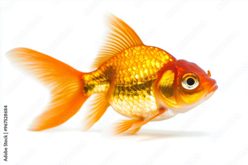 Glossy golden fish scale isolated on white background, Gold fish in aquarium. Glossy golden fish scale isolated on white background, Gold fish in aquarium.