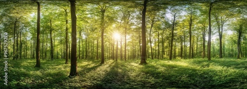 Sunlit Forest Landscape: A Tranquil View of Nature's Beauty