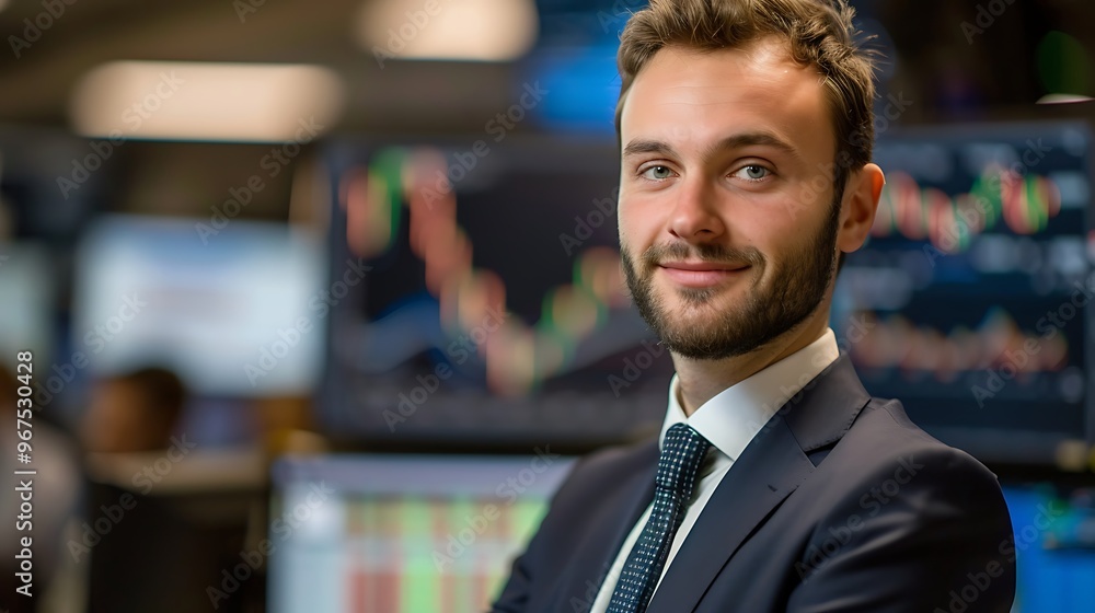 Portrait of a Financial Analyst in a Blurred Trading Floor Background, Portrait Shot, Financial Analyst, Trading Floor Background Portrait of a Financial Analyst in a Blurred Trading Floor Background, Portrait Shot, Financial Analyst, Trading Floor Background