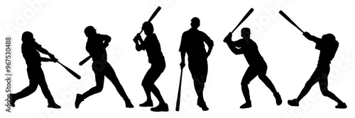 a set of baseball batter silhouettes