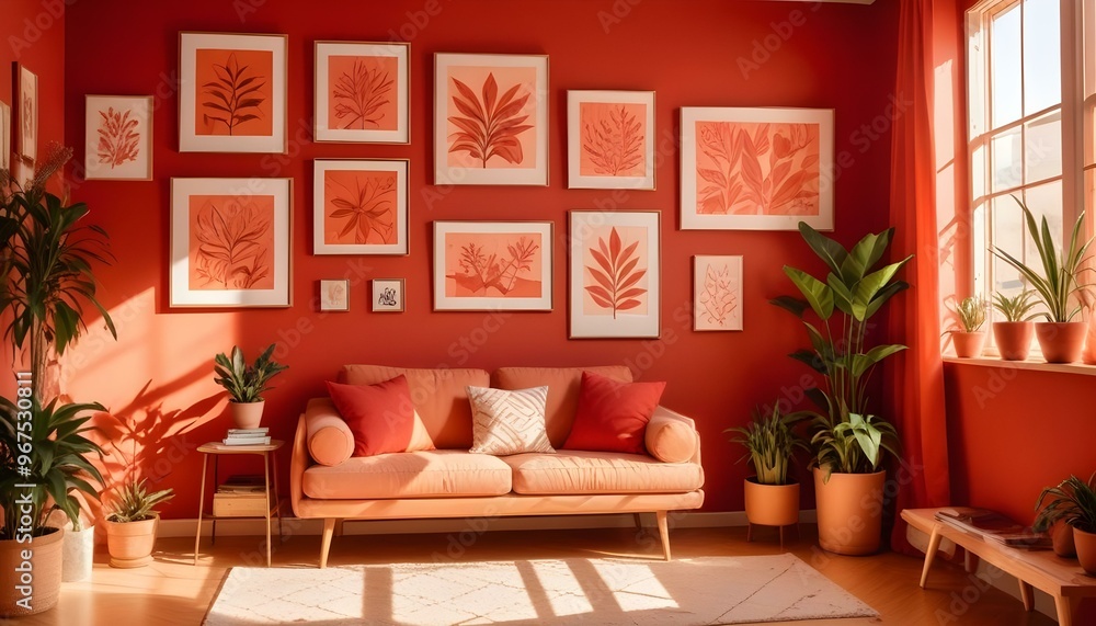 Photo interior modern design room 3d illustration; Photo interior modern design room 3d illustration;