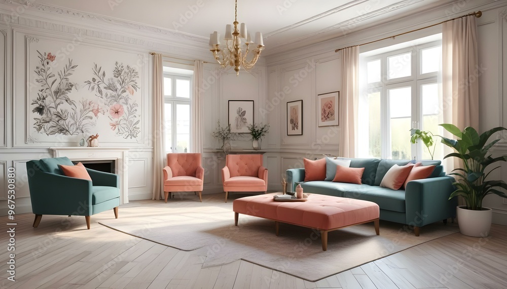 Photo interior modern design room 3d illustration; Photo interior modern design room 3d illustration;