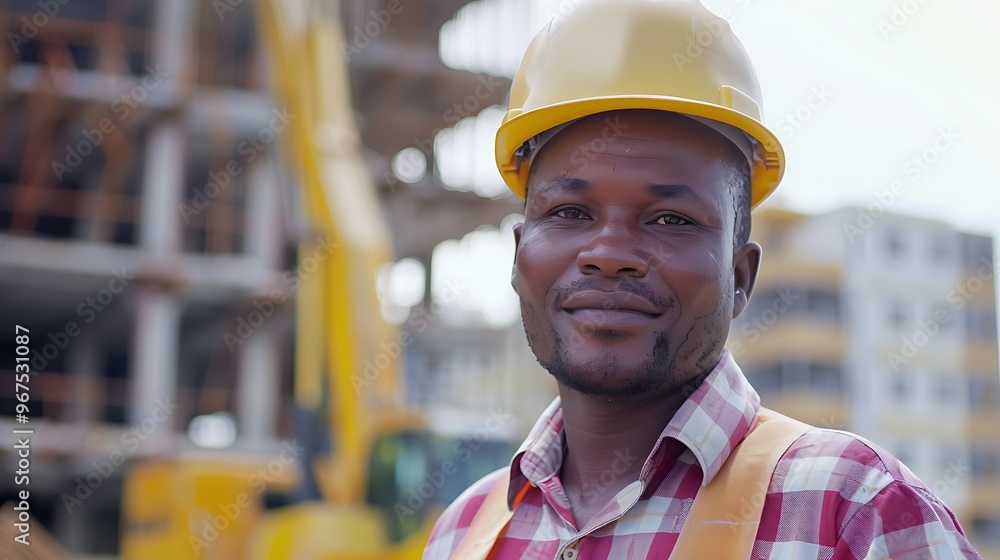 Portrait of a Construction Foreman in a Blurred Building Site Background, Portrait Shot, Construction Foreman, Building Site Portrait of a Construction Foreman in a Blurred Building Site Background, Portrait Shot, Construction Foreman, Building Site