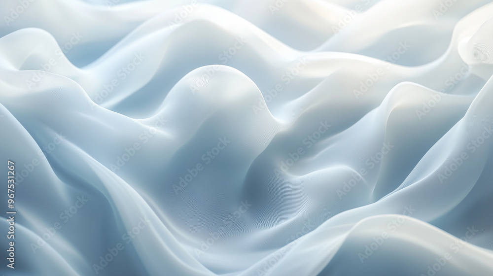 White And Blue Flowing Silk Waves Creating Soft Curves With Gentle Light White And Blue Flowing Silk Waves Creating Soft Curves With Gentle Light