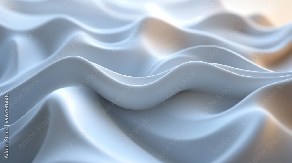 Obraz premium Elegant White And Blue Ripples Of Silk Fabric With Soft Gradients In Light
