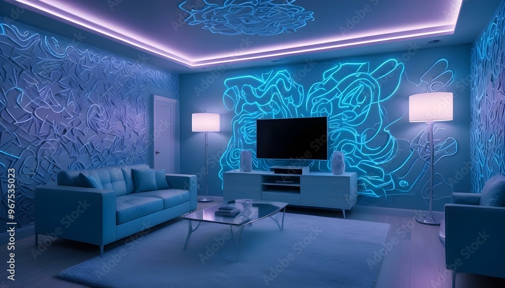 Photo interior modern design room 3d illustration; Photo interior modern design room 3d illustration;