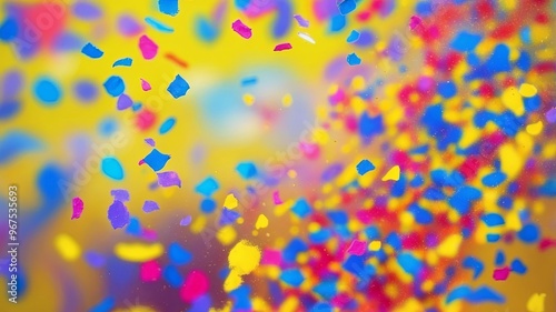 Abstract confetti explosion, multicolored vibrant, celebration background, festive event. Celebration and colorful confetti party Blur abstract background.