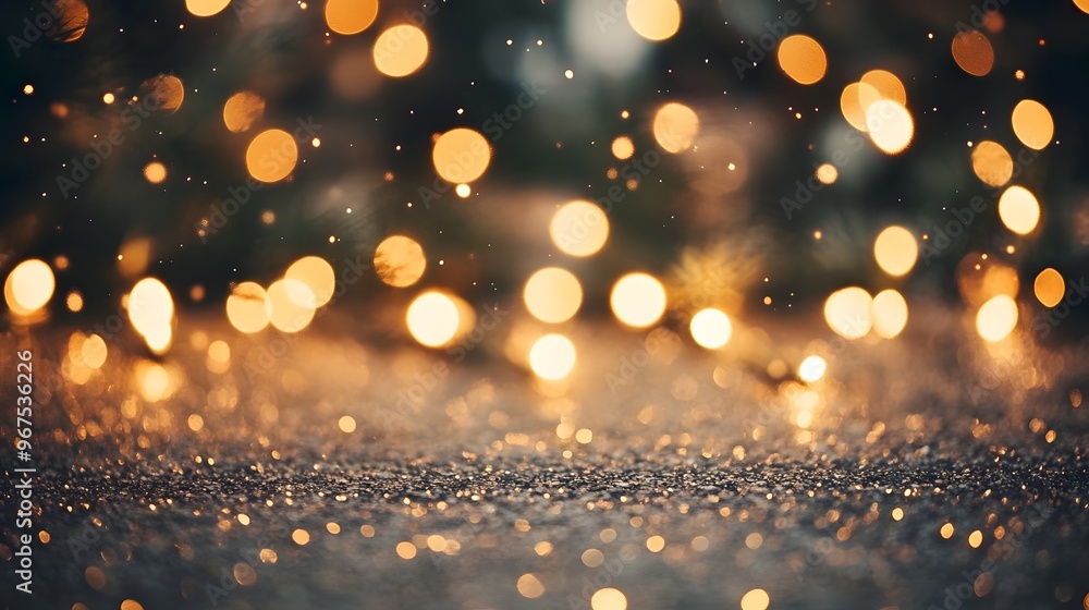 Golden Bokeh Lights on Glitter Background Golden Bokeh Lights on Glitter Background
