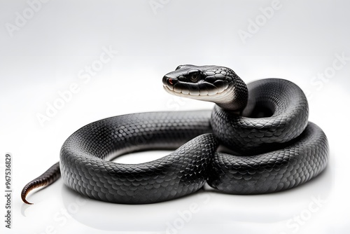 Black rat snake on white background, AI Generated photo