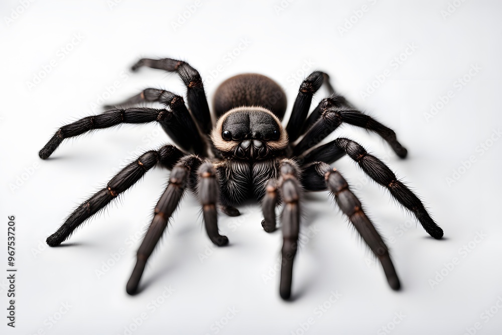 Black tarantula on white background, Ai Generated Black tarantula on white background, Ai Generated