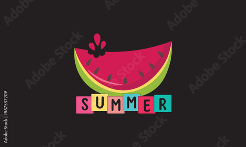 Summer Watermelon Sublimation T-Shirt Design photo