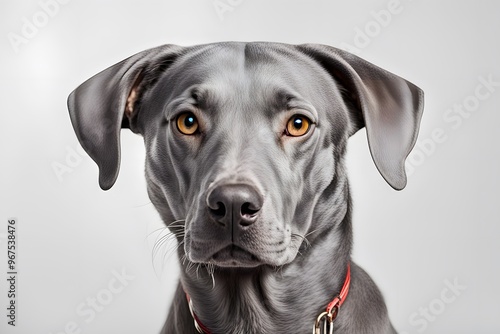 Blue lacy dog on white background, Ai Generated