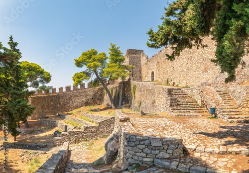 Walking inside the castle of Nafpaktos in Greece.

