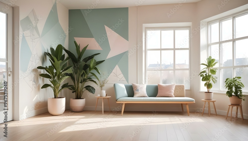 Fototapeta premium Photo interior modern design room 3d illustration;