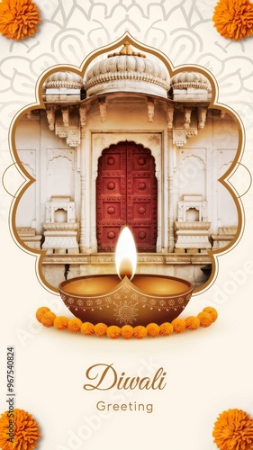 Traditional Diwali Greeting Card Design