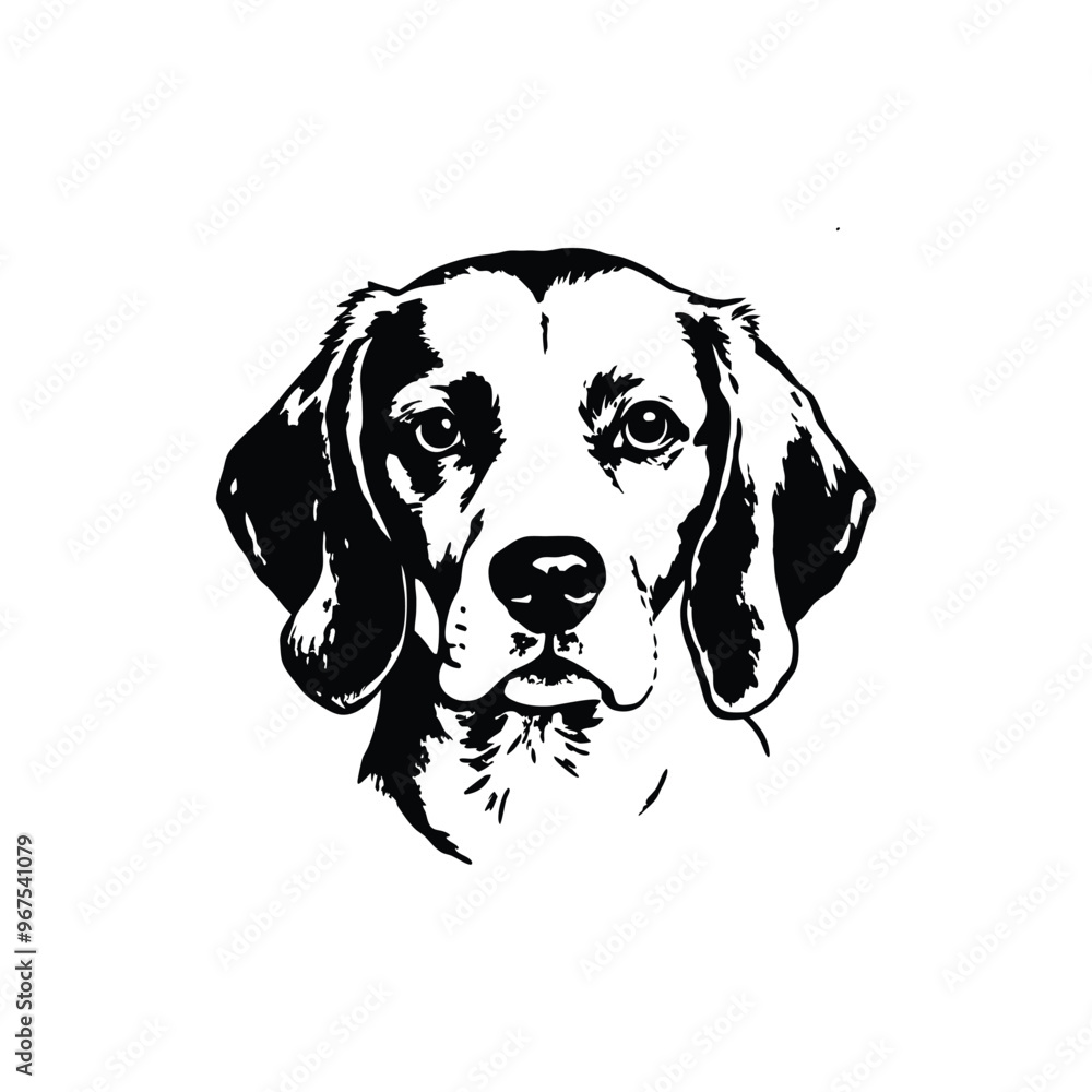 beagle dog head stencil vector hand drawn illustration beagle dog head stencil vector hand drawn illustration