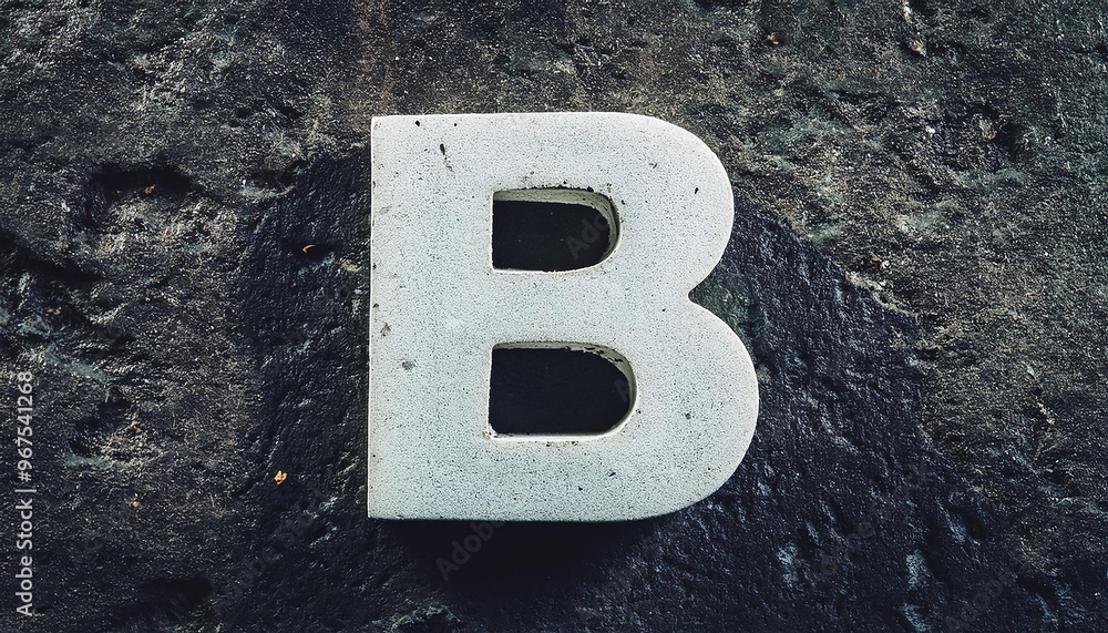 Stone letter 'B' on dark abstract rough background. Grunge wall with cracks and scratches effect. Stone letter 'B' on dark abstract rough background. Grunge wall with cracks and scratches effect.