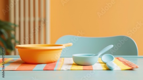 Wallpaper Mural Silicone Baby Table Setting on Light Background Torontodigital.ca