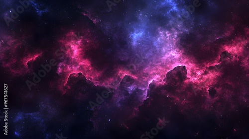 Cosmic Nebula with Pink and Blue Clouds and Stars